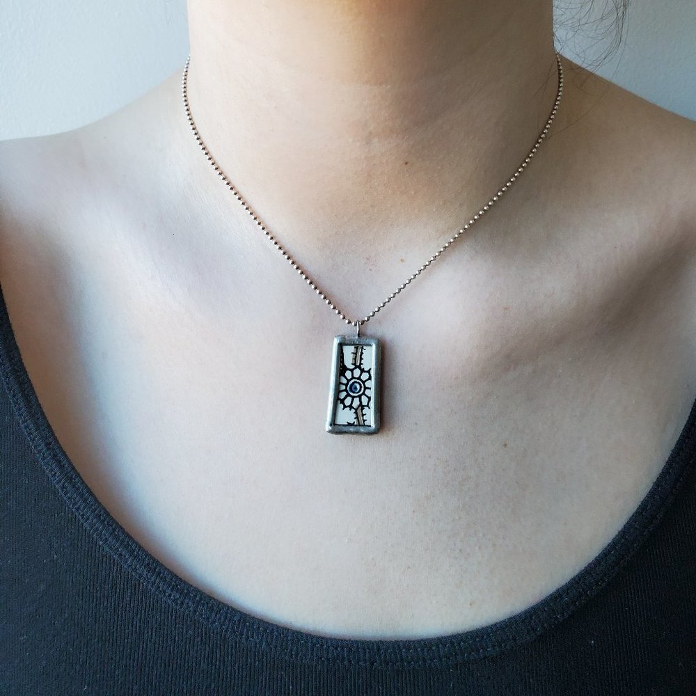 Reversible necklace w/ sterling silver ball chain